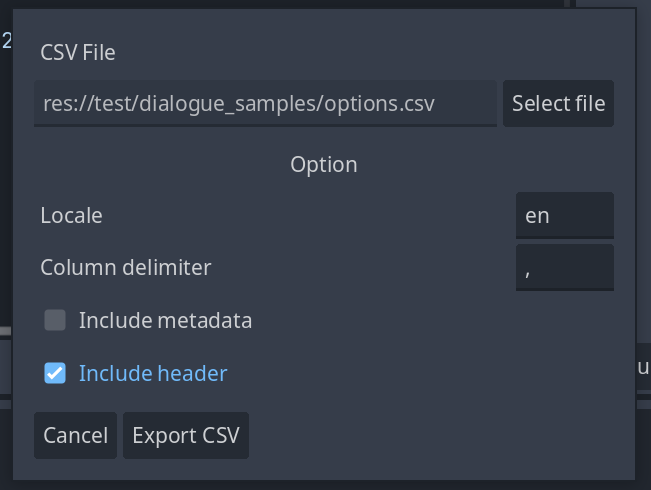 CSV exporter example